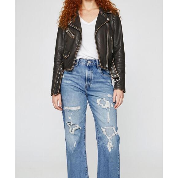 Levi's Denim - Levis 501 Jeans Womens 28x32 Blue Light Wash Factory Distessed Premium Quality